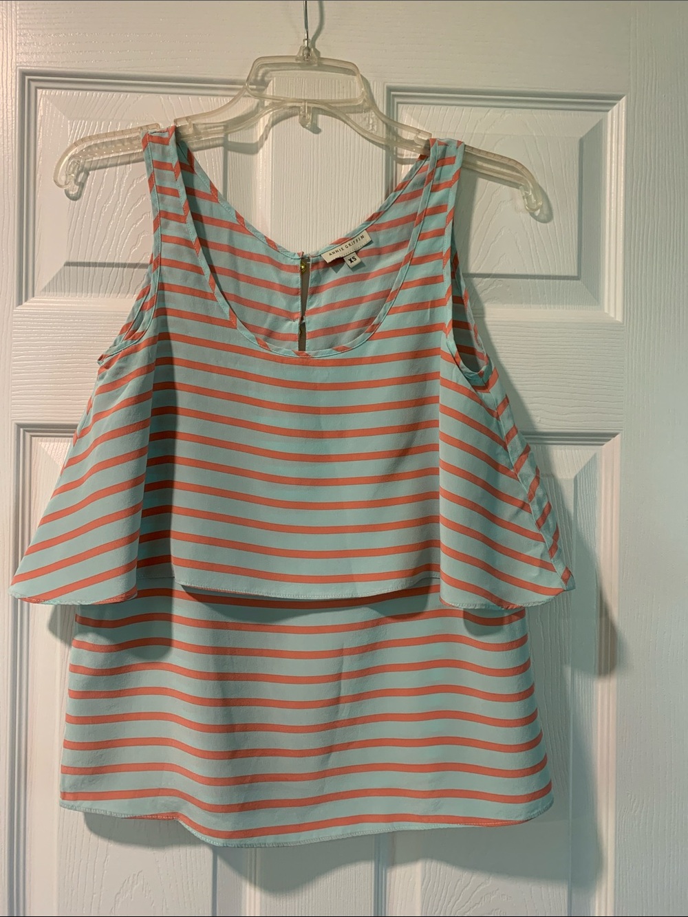 Annie Griffin Striped Layered Camisole - Mint & Coral